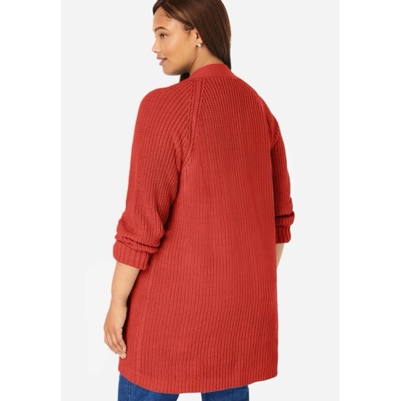 Woman Within Plus Size Button-Front Shaker
Cardigan Red Orchard Size 18/20 L - Picture 2 of 10